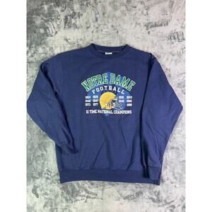 Vintage Notre Dame Football Sweatshirt L Blue‎ 11x National Champions